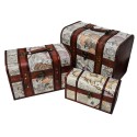Set 3 cutii depozitare tip cufar, Naimeed D170SET, Lemn, Visiniu Set 3 cutii depozitare tip cufar, Naimeed D170SET, Lemn, Visiniu