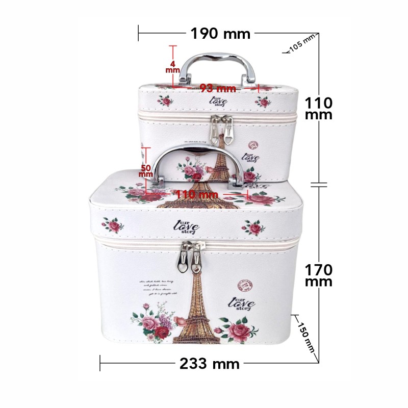 Set 2 Genti pentru cosmetice, Naimeed D269, Paris Auriu