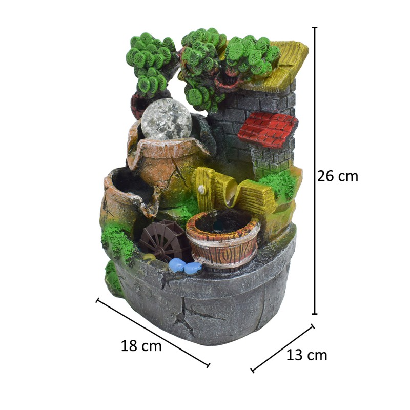 Fantana arteziana, LED, pompa submersibila, Naimeed D5096, 18x13x26cm