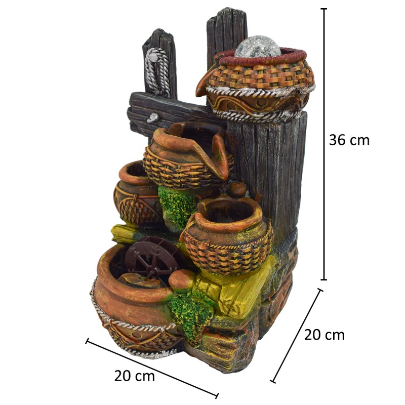 Fantana arteziana, LED, pompa submersibila, Naimeed D5107, 20x20x36cm