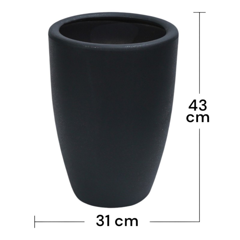 Ghiveci ecologic, Eco-friendly, Naimeed D6363, Mediu, din materiale minerale, Negru, 43x31x31cm