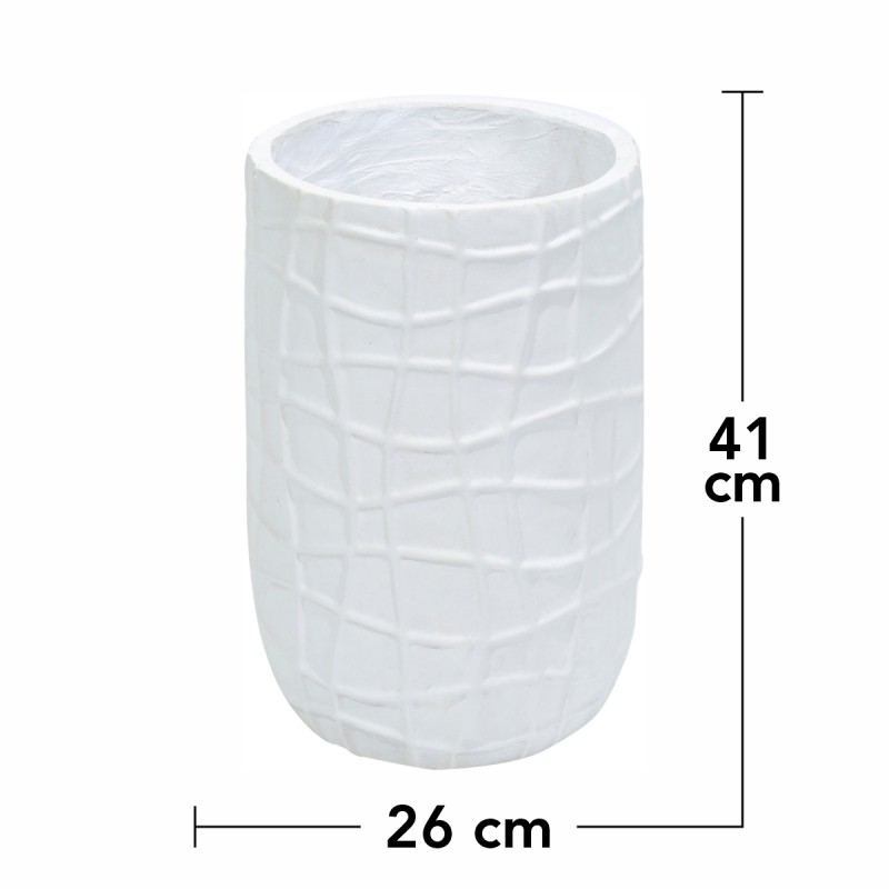 Ghiveci ecologic, Eco-friendly, Naimeed D6388 Mediu, din materiale minerale, Alb, 41x26x26cm