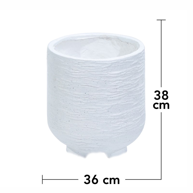 Ghiveci ecologic, Eco-friendly, Naimeed D6392, Mare, din materiale minerale, Alb, 38x36x36cm
