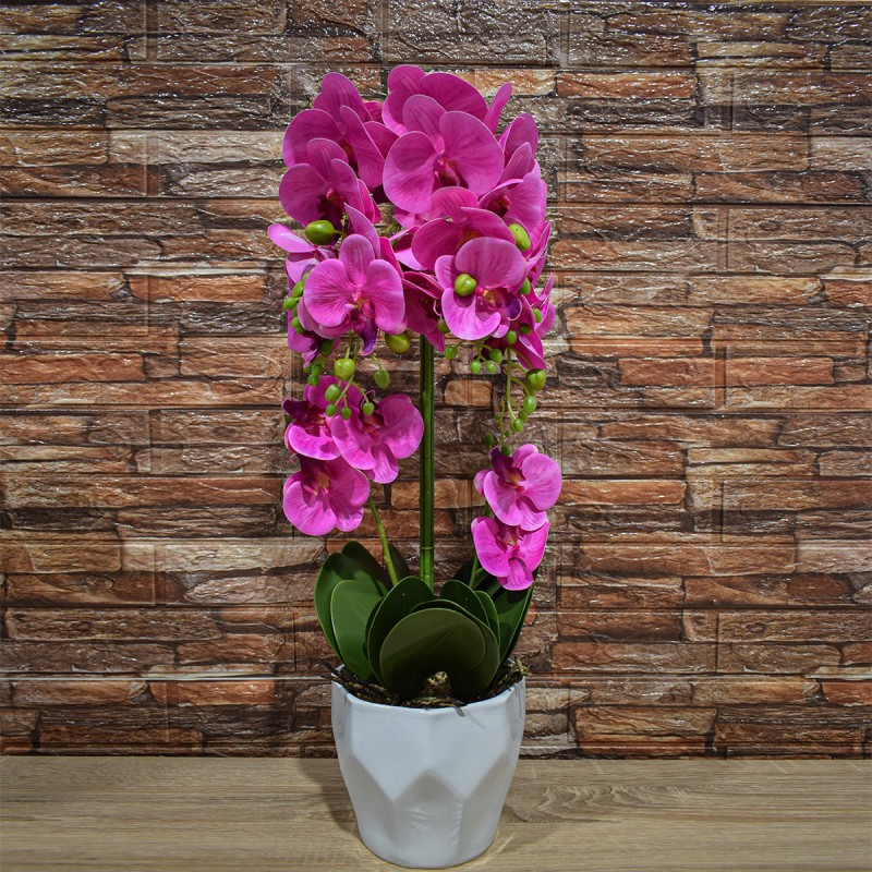 Orhidee cu aspect natural in ghiveci ceramic, 70 cm, Naimeed D4842, Roz