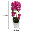 Orhidee cu aspect natural in ghiveci ceramic, 70 cm, Naimeed D4842, Roz