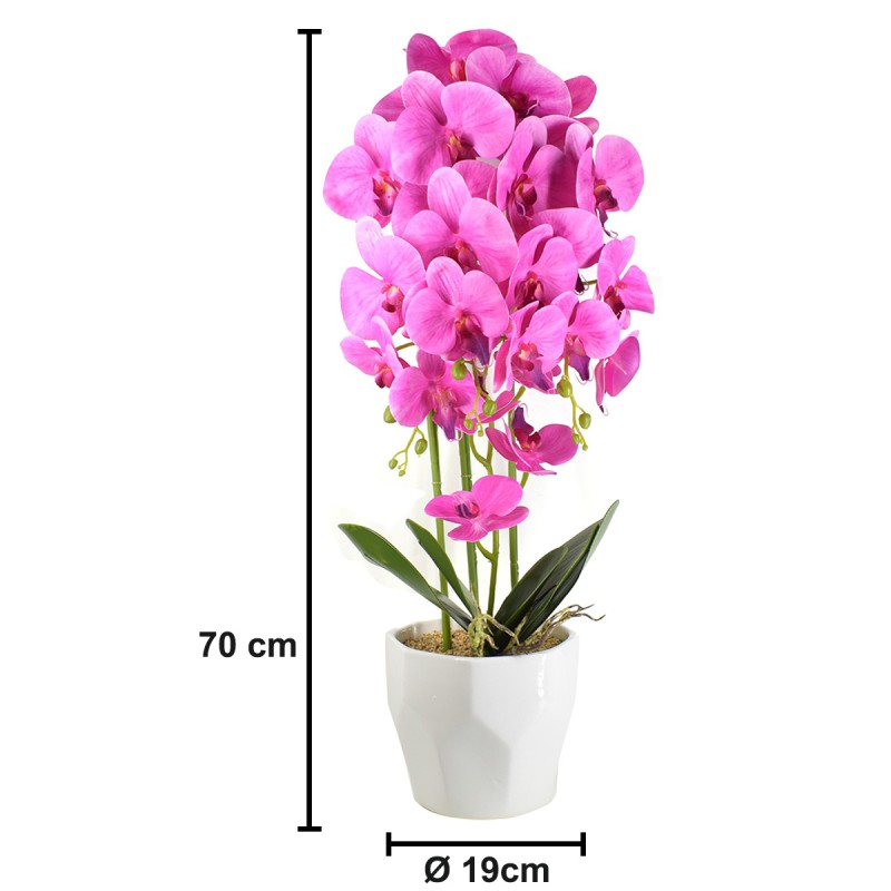 Orhidee cu aspect natural in ghiveci ceramic, 70 cm, Naimeed D4843, Magenta Orhidee cu aspect natural in ghiveci ceramic, 70 cm, Naimeed D4843, Magenta