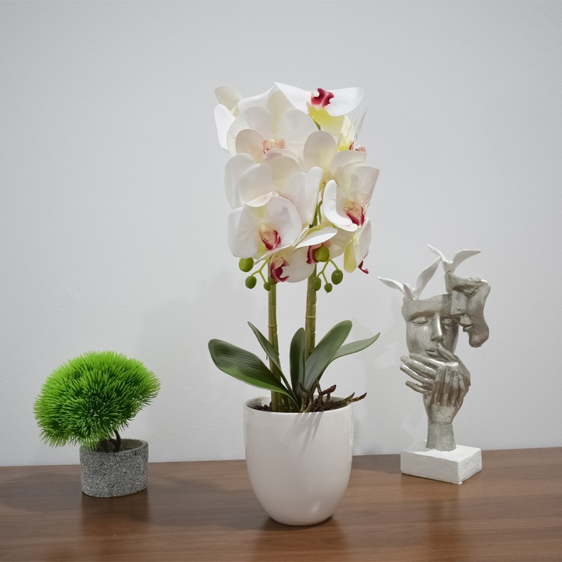 Orhidee cu aspect natural in ghiveci ceramic, 53 cm, Naimeed D4846, Alb Orhidee cu aspect natural in ghiveci ceramic, 53 cm, Naimeed D4846, Alb