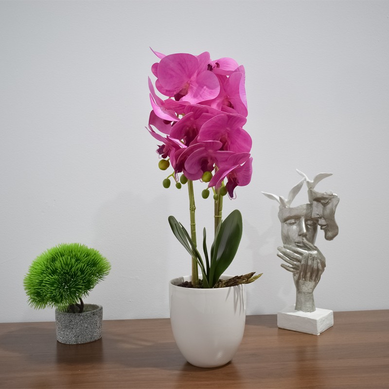 Orhidee cu aspect natural in ghiveci ceramic, 53 cm, Naimeed D4846, Magenta Orhidee cu aspect natural in ghiveci ceramic, 53 cm, Naimeed D4846, Magenta
