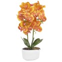 Orhidee cu aspect natural in ghiveci ceramic, 50 cm, Naimeed D4848, Portocaliu