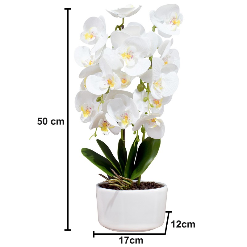 Orhidee cu aspect natural in ghiveci ceramic, 50 cm, Naimeed D4848, Alb Orhidee cu aspect natural in ghiveci ceramic, 50 cm, Naimeed D4848, Alb