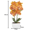 Orhidee cu aspect natural in ghiveci ceramic, 50 cm, Naimeed D4848, Portocaliu