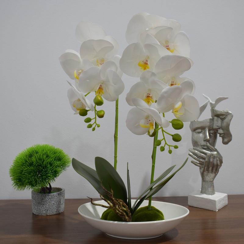 Orhidee cu aspect natural in ghiveci ceramic, 49 cm, Naimeed D4852, Alb Orhidee cu aspect natural in ghiveci ceramic, 49 cm, Naimeed D4852, Alb