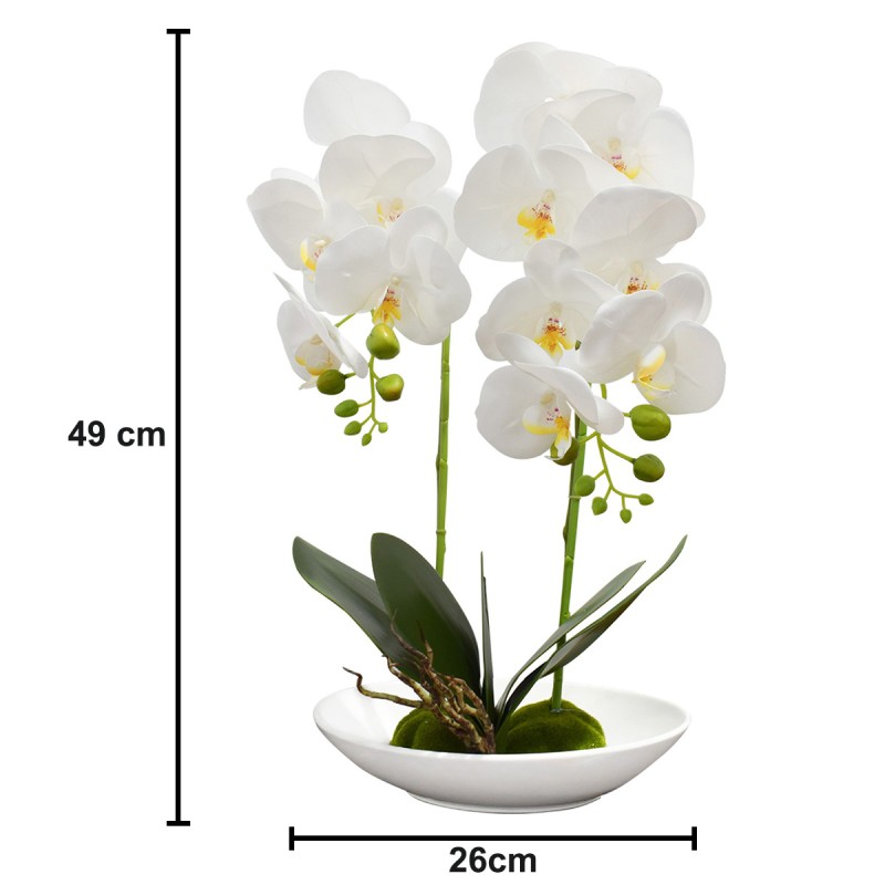 Orhidee cu aspect natural in ghiveci ceramic, 49 cm, Naimeed D4852, Alb Orhidee cu aspect natural in ghiveci ceramic, 49 cm, Naimeed D4852, Alb