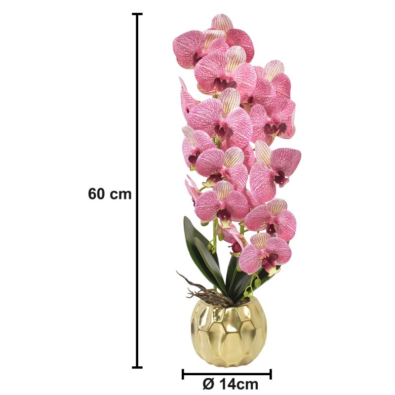 Orhidee cu aspect natural in ghiveci ceramic, 60 cm, Naimeed D4854, RozGalben