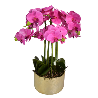 Orhidee cu aspect natural in ghiveci ceramic, 60 cm, Naimeed D5568, Roz