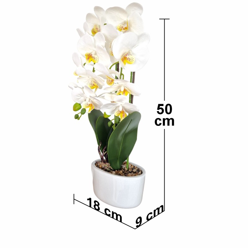 Orhidee cu aspect natural in ghiveci ceramic, 50 cm, Naimeed D5819, Alb Orhidee cu aspect natural in ghiveci ceramic, 50 cm, Naimeed D5819, Alb