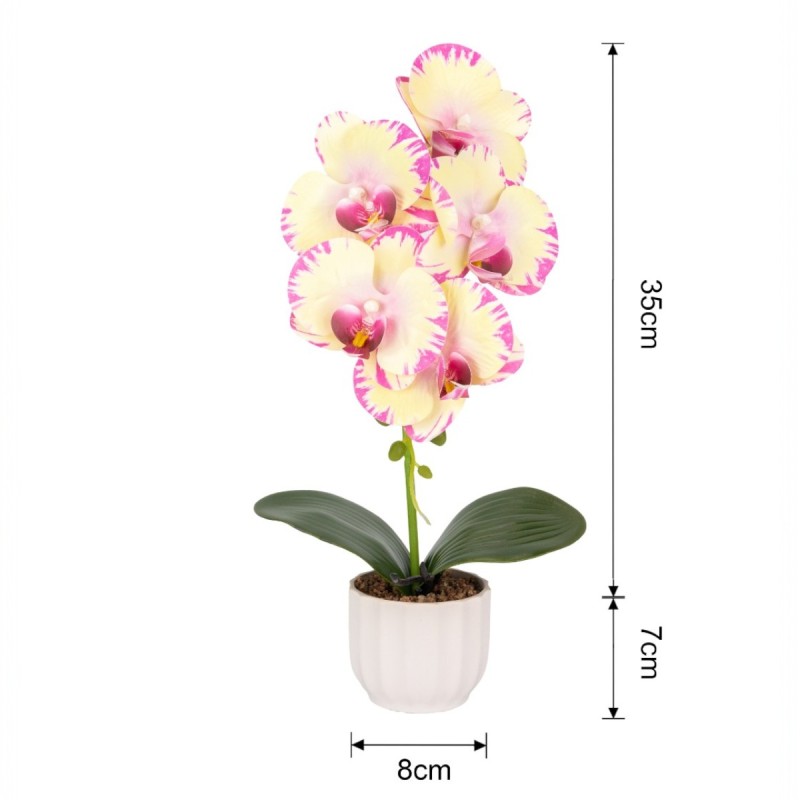 Orhidee cu aspect natural in ghiveci ceramic, 42 cm, Naimeed D6881, Galben pal Orhidee cu aspect natural in ghiveci ceramic, 42 cm, Naimeed D6881, Galben pal