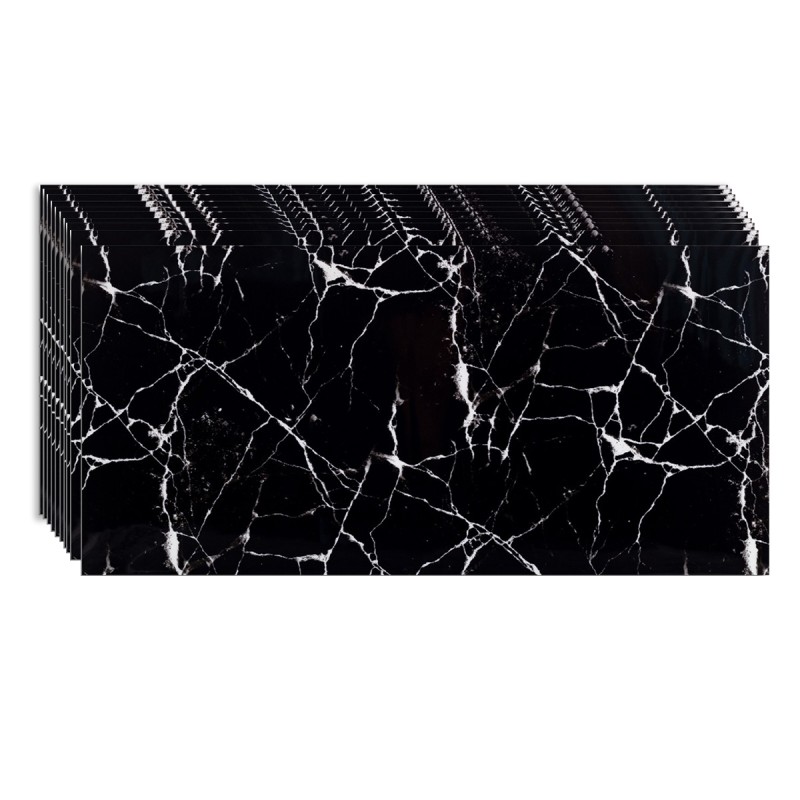 Set 10 panouri decorative, Autoadeziv, suprafata acoperita 1.8 mp, Naimeed D3492, 30x60 cm, Marmura Neagra