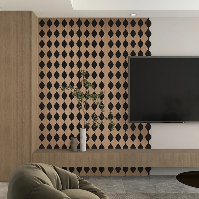 Set 6 Panouri riflaj acustic decorativ, MDF si pasla, Naimeed D6233, 240x30x1.8cm, Castan Set 6 Panouri riflaj acustic decorativ, MDF si pasla, Naimeed D6233, 240x30x1.8cm, Castan