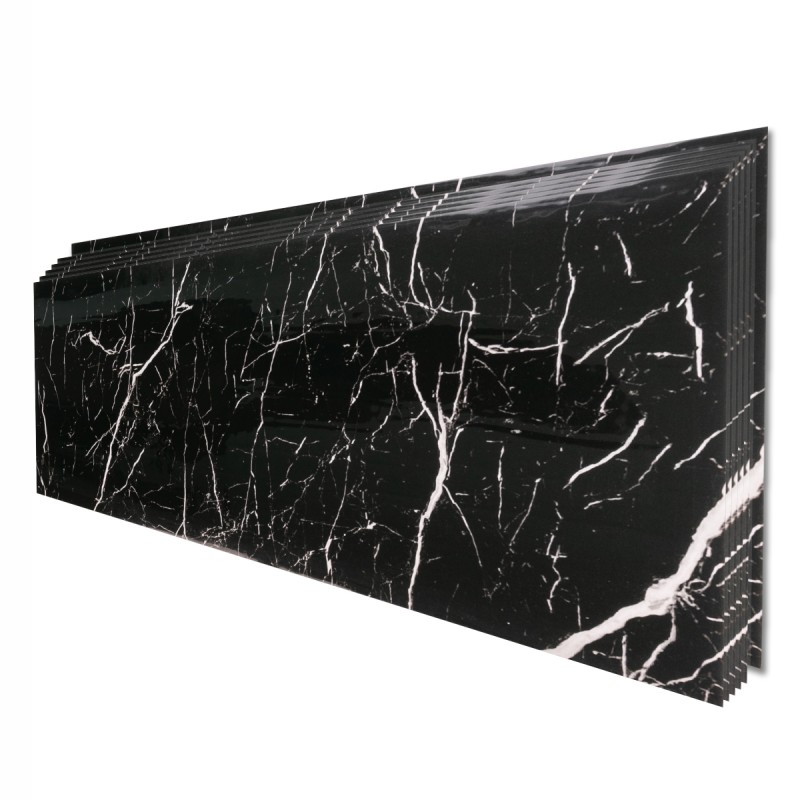 Set 6 panouri decorative, Naimeed D6573, Autoadeziv, aspect lucios, suprafata acoperita 1.08 mp, 30x60 cm, Negru