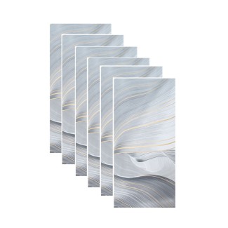 Set 6 panouri decorative autoadezive cu folie de aluminiu, efect marmura,  suprafata acoperita 1.08 m², Naimeed D7118, 60x30 cm, Gri
