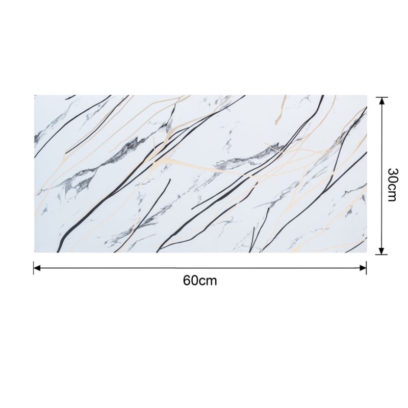 Set 6 panouri decorative autoadezive cu folie de aluminiu, efect marmura,  suprafata acoperita 1.08 m², Naimeed D7123, 60x30 cm, Gri deschis