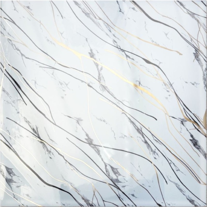 Set 6 panouri decorative autoadezive cu folie de aluminiu, efect marmura,  suprafata acoperita 1.08 m², Naimeed D7123, 60x30 cm, Gri deschis