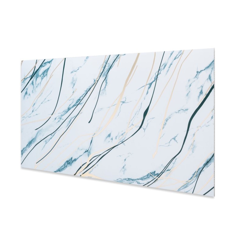 Set 6 panouri decorative autoadezive cu folie de aluminiu, efect marmura,  suprafata acoperita 1.08 m², Naimeed D7125, 60x30 cm, Alb/Albastru