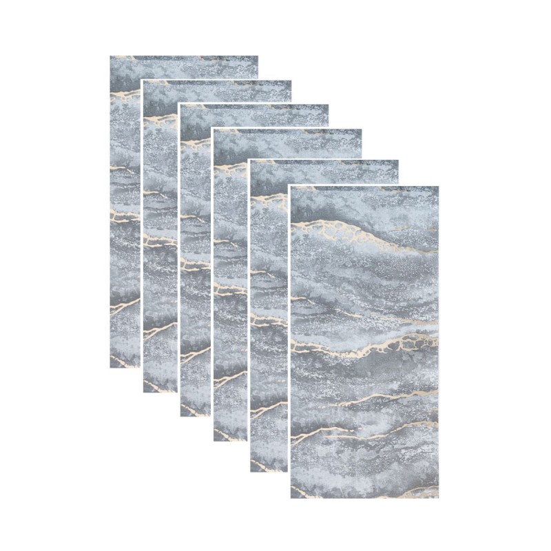 Set 6 panouri decorative autoadezive cu folie de aluminiu, efect marmura,  suprafata acoperita 1.08 m², Naimeed D7126, 60x30 cm, Gri inchis