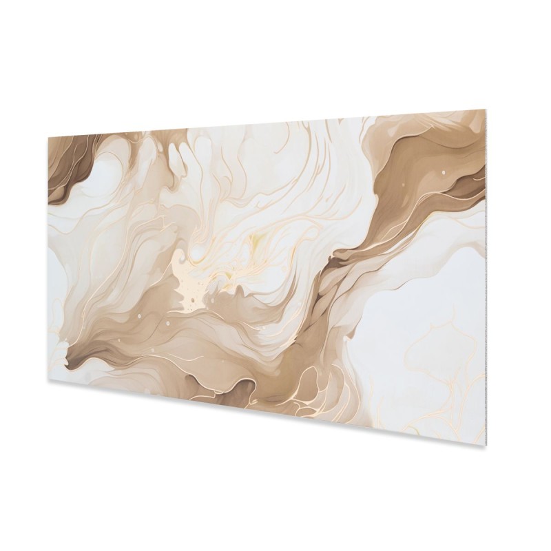 Set 6 panouri decorative autoadezive cu folie de aluminiu, efect marmura,  suprafata acoperita 1.08 m², Naimeed D7129, 60x30 cm, Alb/Crem