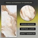 Set 6 panouri decorative autoadezive cu folie de aluminiu, efect marmura,  suprafata acoperita 1.08 m², Naimeed D7129, 60x30 cm, Alb/Crem