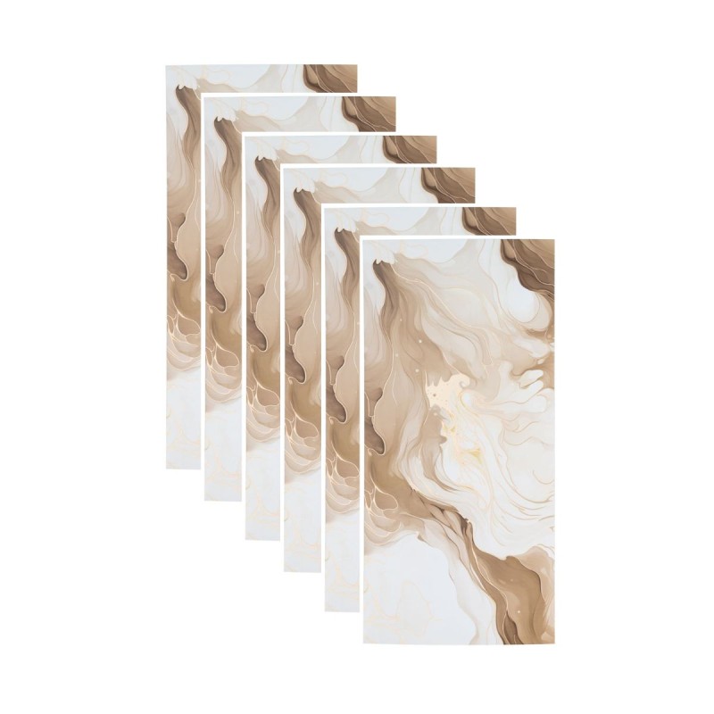 Set 6 panouri decorative autoadezive cu folie de aluminiu, efect marmura,  suprafata acoperita 1.08 m², Naimeed D7129, 60x30 cm, Alb/Crem