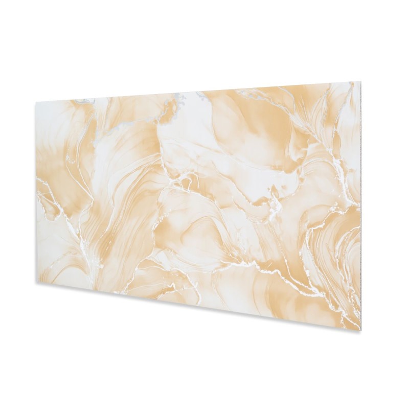 Set 6 panouri decorative autoadezive cu folie de aluminiu, efect marmura,  suprafata acoperita 1.08 m², Naimeed D7131, 60x30 cm, Crem