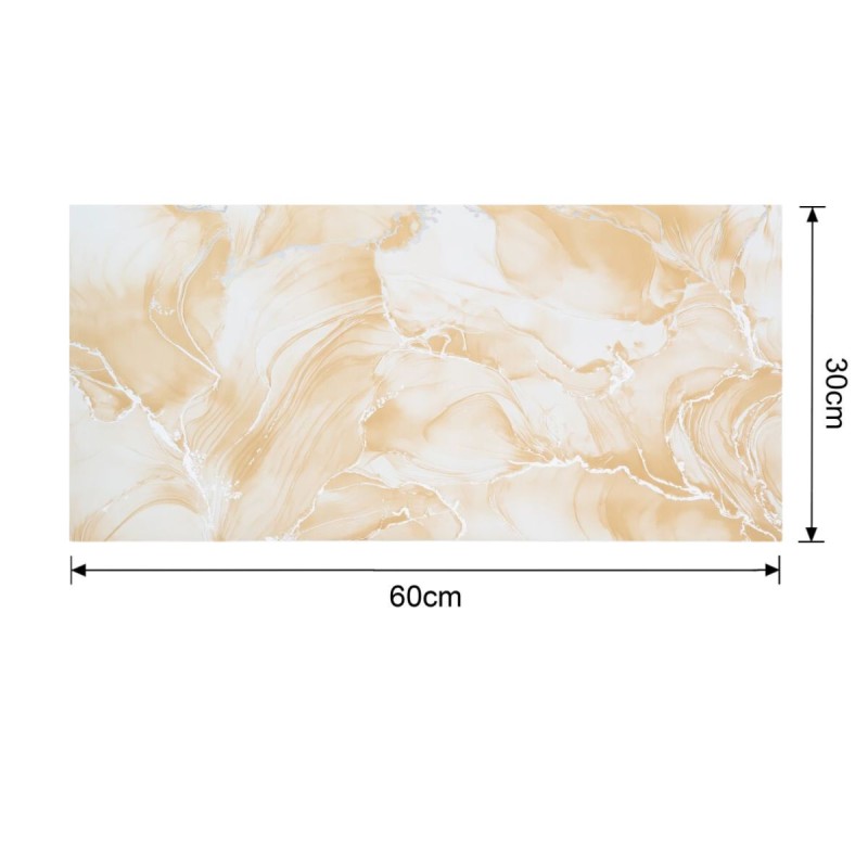 Set 6 panouri decorative autoadezive cu folie de aluminiu, efect marmura,  suprafata acoperita 1.08 m², Naimeed D7131, 60x30 cm, Crem