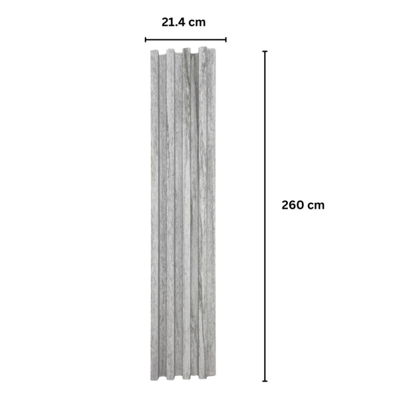 Panou decorativ riflaj WPC, montaj rapid, rezistenta ridicata, Naimeed D7527, 260x16.8x2.3cm, gri Panou decorativ riflaj WPC, montaj rapid, rezistenta ridicata, Naimeed D7527, 260x16.8x2.3cm, gri