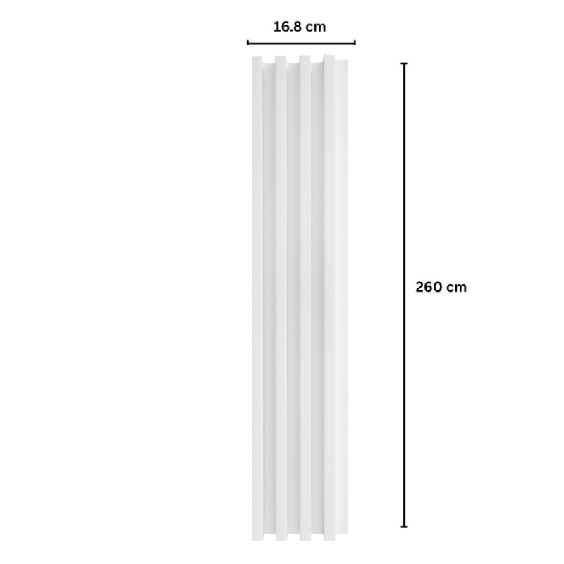 Panou decorativ riflaj WPC, montaj rapid, rezistenta ridicata, Naimeed D7535, 260x16.8x2.3cm, alb