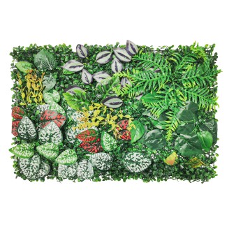 Panou verde din plante artificiale, cu frunze rosii, Naimeed D4981