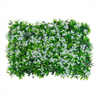 Panou din plante artificiale, cu frunze, Naimeed D5895, Alb-Verde, 600x400mm