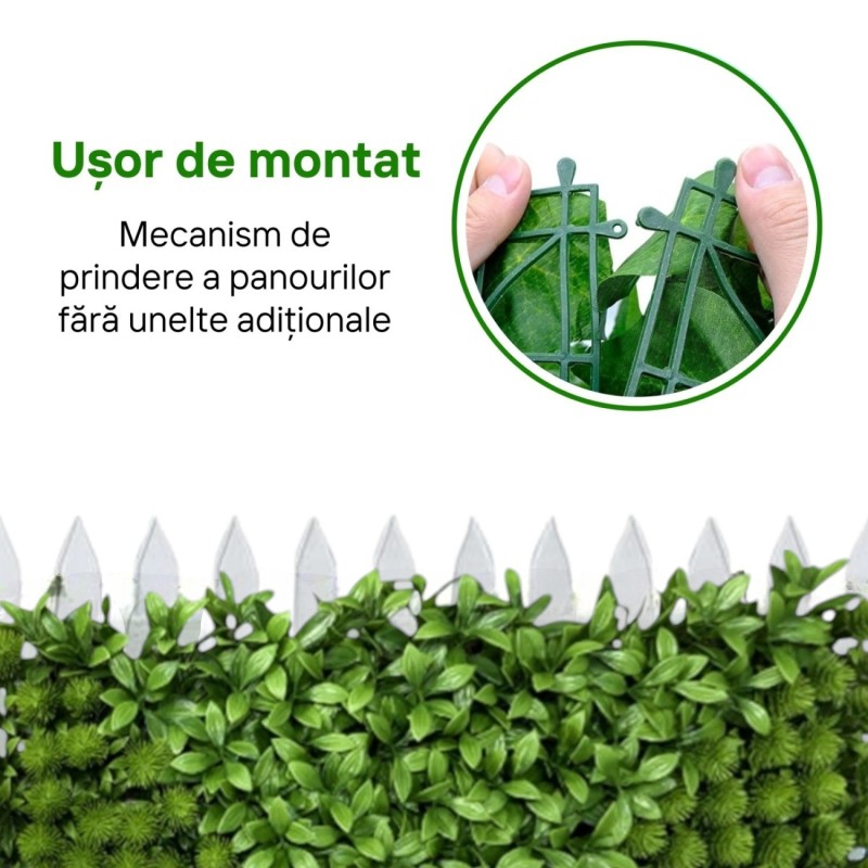 Panou din plante artificiale, cu frunze, Naimeed D5899, Verde, 600x400mm Panou din plante artificiale, cu frunze, Naimeed D5899, Verde, 600x400mm