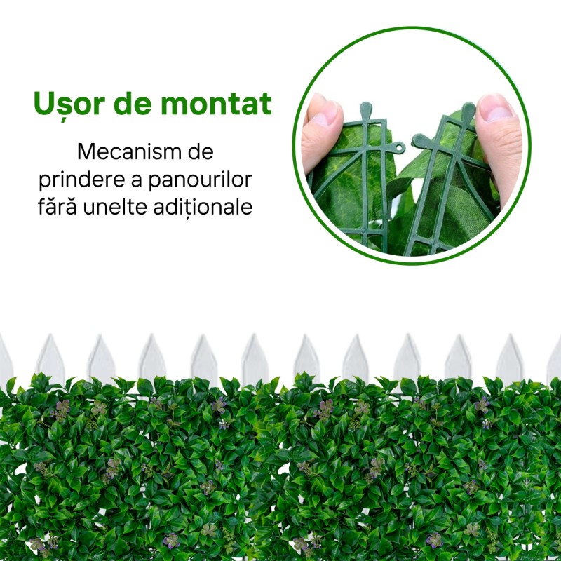 Panou din plante artificiale, cu frunze, Naimeed D5901, Verde Inchis, 600x400mm Panou din plante artificiale, cu frunze, Naimeed D5901, Verde Inchis, 600x400mm