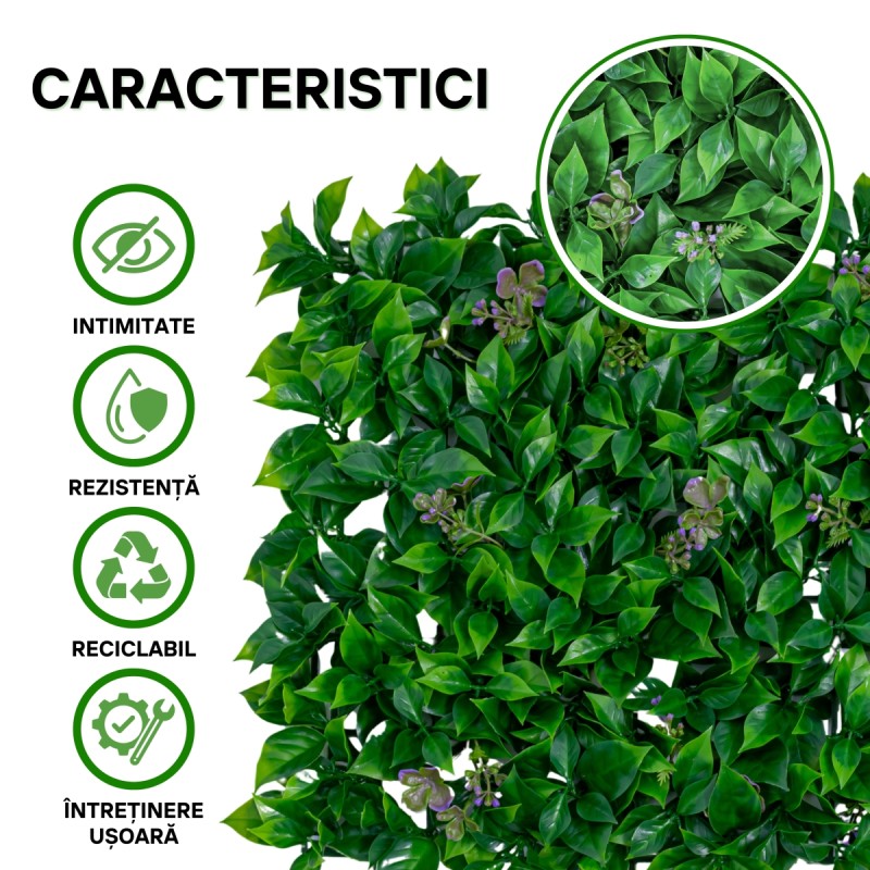 Panou din plante artificiale, cu frunze, Naimeed D5901, Verde Inchis, 600x400mm Panou din plante artificiale, cu frunze, Naimeed D5901, Verde Inchis, 600x400mm