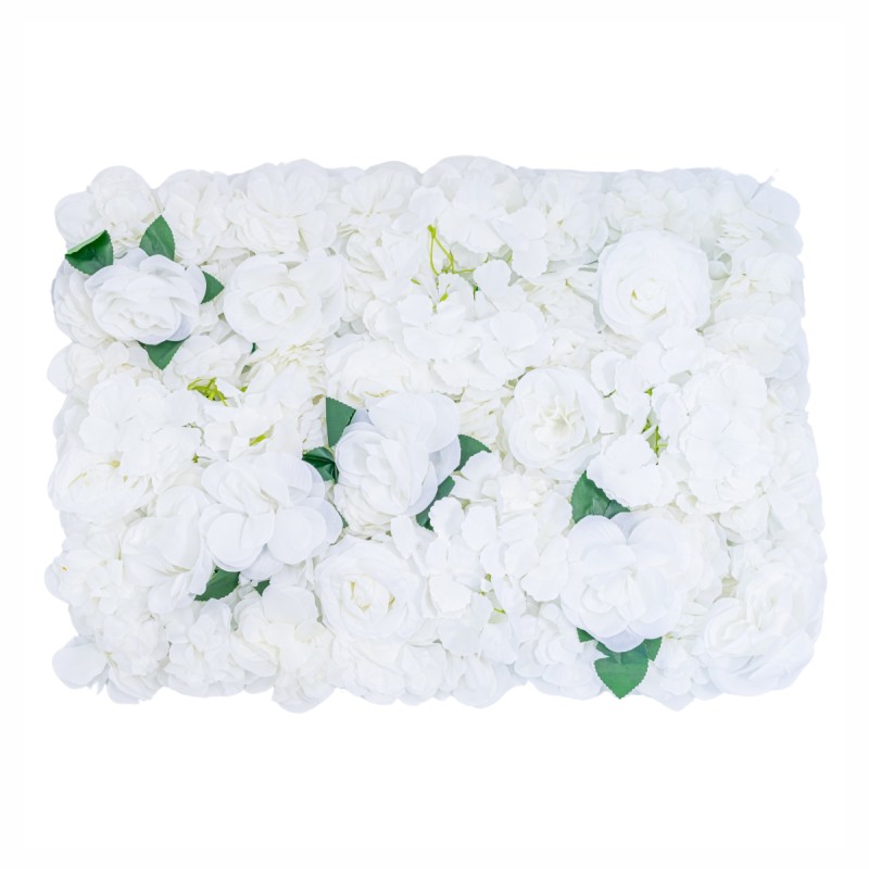 Panou din plante artificiale cu flori, Naimeed D5911, Alb, 600x400mm Panou din plante artificiale cu flori, Naimeed D5911, Alb, 600x400mm