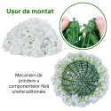 Sfera din plante artificiale, cu flori, Naimeed D5927, Alb, 100mm Sfera din plante artificiale, cu flori, Naimeed D5927, Alb, 100mm