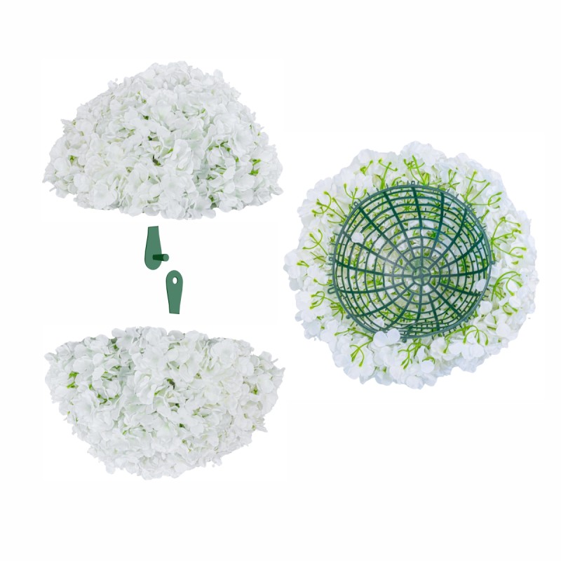Sfera din plante artificiale, cu flori, Naimeed D5927, Alb, 100mm Sfera din plante artificiale, cu flori, Naimeed D5927, Alb, 100mm