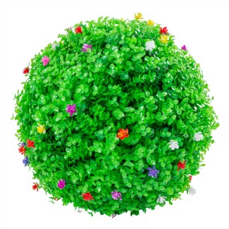 Sfera din plante artificiale, cu flori, Naimeed D5943, Verzui, 280mm
