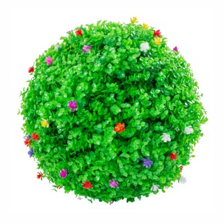 Sfera din plante artificiale, cu flori, Naimeed D5944, Verzui, 200mm