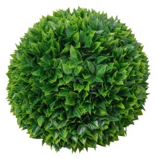 Sfera din plante artificiale, cu flori, Naimeed D5951, Verde intens, 280mm