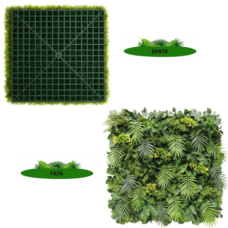 Panou din plante artificiale,cu frunze, Naimeed D7429, Verde, 100x100 cm
