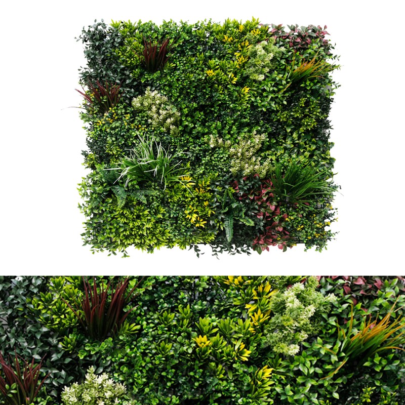 Panou din plante artificiale,cu frunze, Naimeed D7433, Multicolor, 100x100 cm