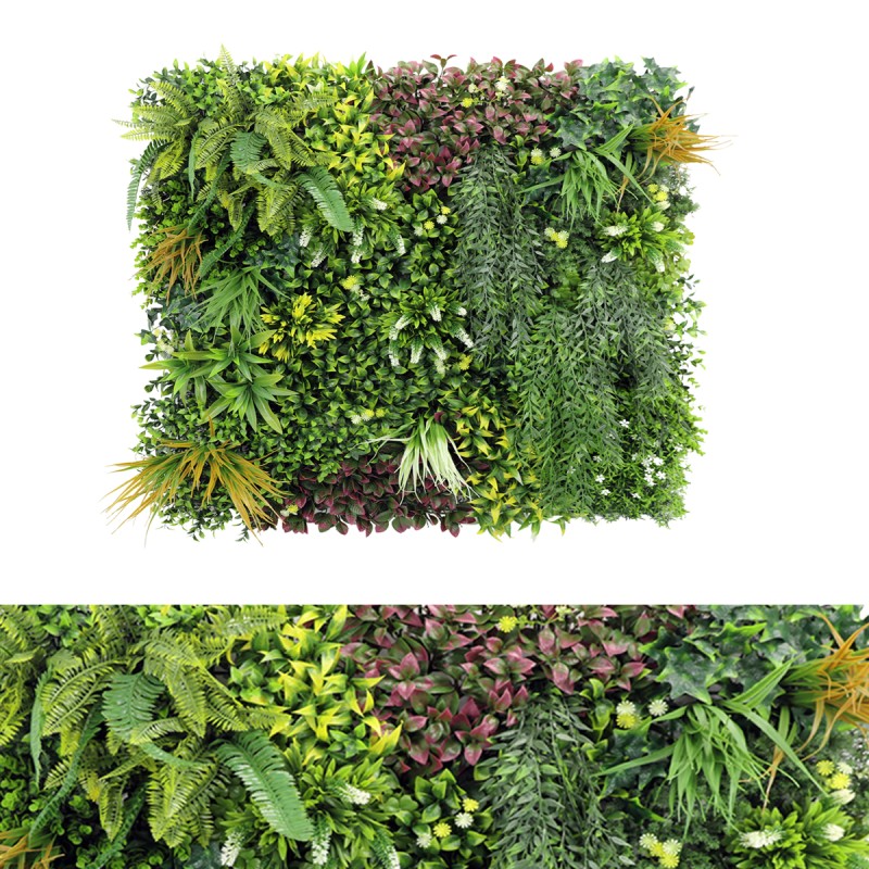 Panou din plante artificiale,cu frunze, Naimeed D7436, Multicolor, 100x100 cm